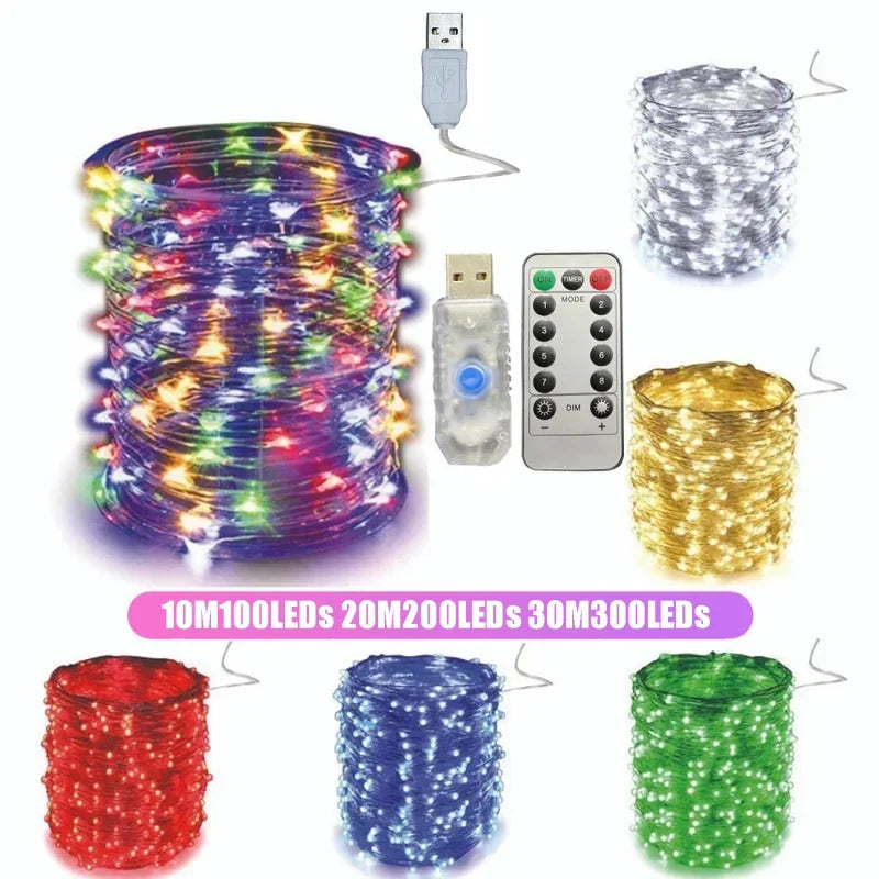 guirlande lumineuse led avec télécommande 8 modes décoration festive