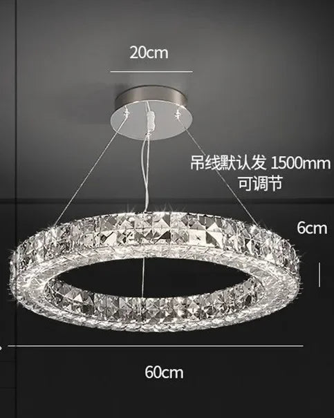 lustre en cristal transparent à led pour décoration intérieure moderne