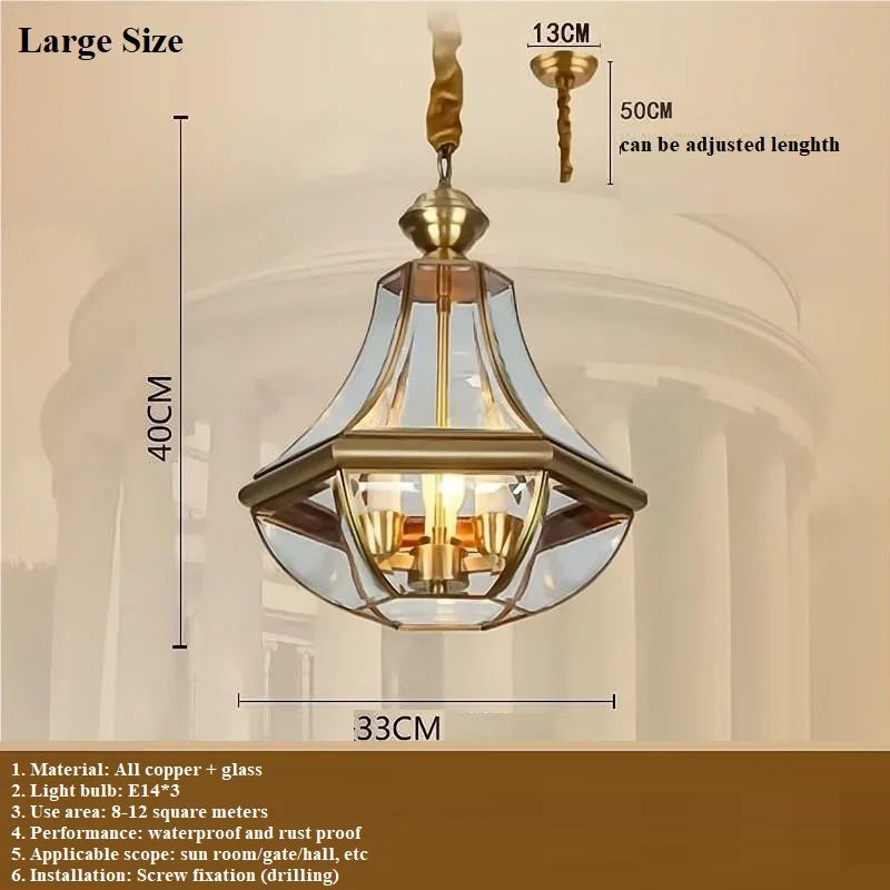 lustre en cuivre étanche style américain pour extérieur