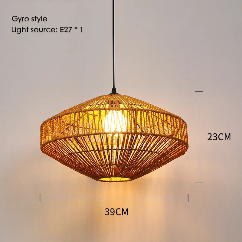 Sisal chanvre corde suspension plafonnier Lustre suspendu Lustre fer main tressage rustique rétro pour salle à manger décor