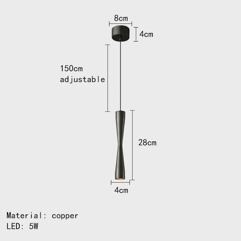 suspension LED design moderne cordon cuivre réglable 3 modifiables
