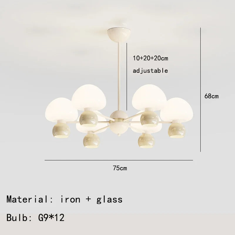 suspension moderne en verre réglable en métal blanc