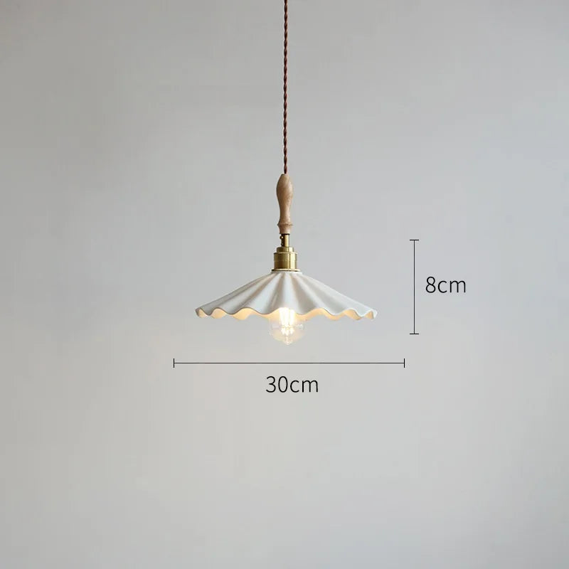 suspension LED 30 cm blanc en céramique style japonais