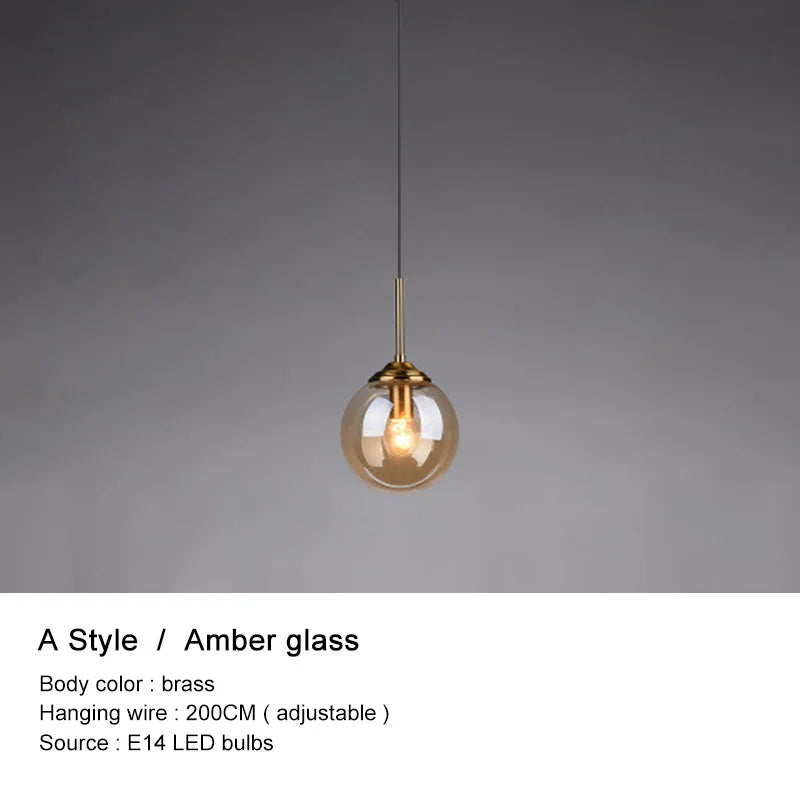 Lustre boule en verre moderne design
