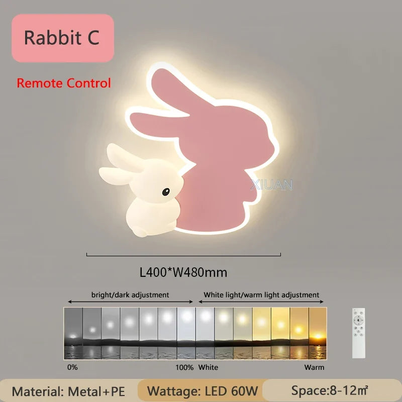 Creative Children's Room Ceiling Lamps Carrot Cloud Rabbit Ceiling Light Nursery Room School Baby Girl Bedroom Chandelier AC220V