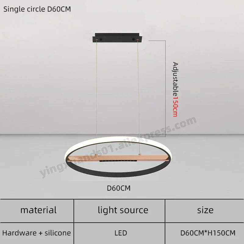 lustre moderne à anneau rond pour éclairage intérieur