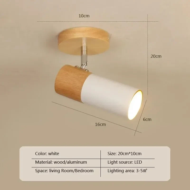 plafonnier led rotatif en bois design nordique multi-têtes décoratif d'intérieur