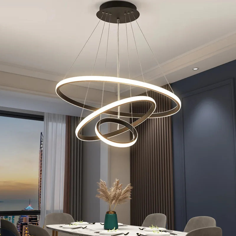 Lustre LED à trois anneaux imbriqués en spirale — Vertige