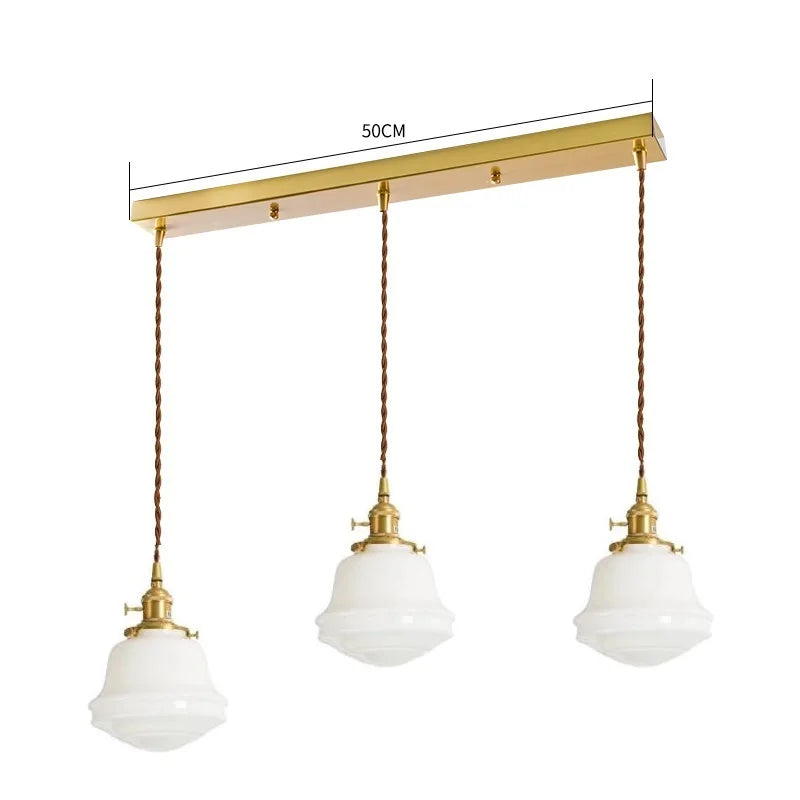 suspension led en verre avec prise en cuivre nordique moderne