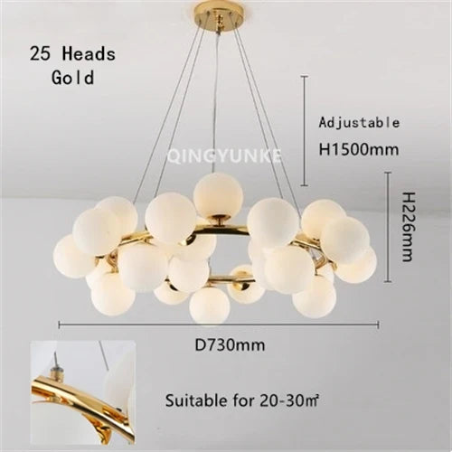 lustre nordique boule de verre led pour décor maison