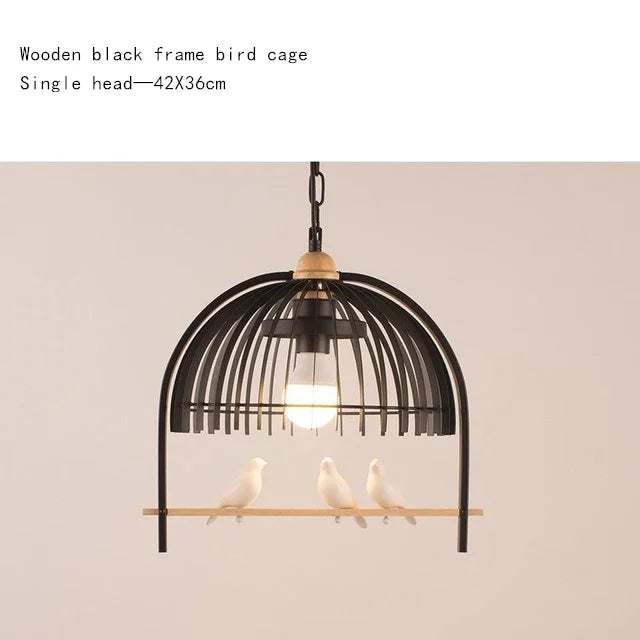 Nordic Resin Iron Bird Cage Chandelier For Dining Room Kitchen Restaurant Cafe Indoor Decoration Hanging Lamp Light Fixtures