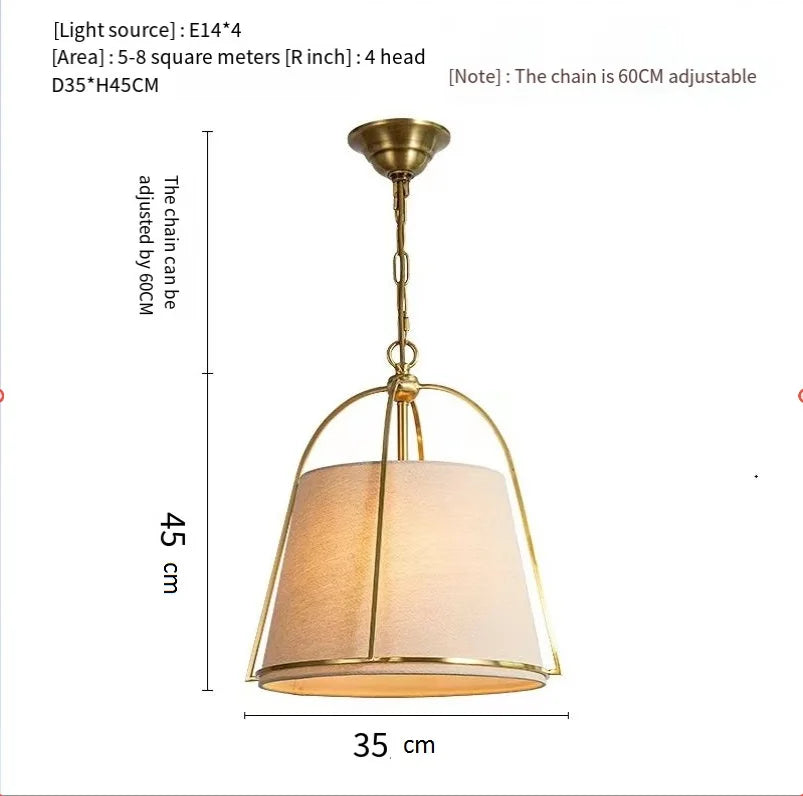 Lustre Américain Simple en tissu et métal style minimaliste