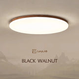 Walnut wood Flush Mount, Modern Minimalism Wabi-sabi, Ultrathin eye protection Ceiling light for Living room, Study, Bedroom