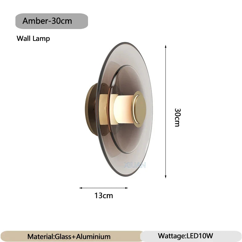 Creative Art Glass Wall Lamps Bedroom Bedside Light Amber Smoke Gray Living Room Decorative Wall Light Aisle Hallway Entrance