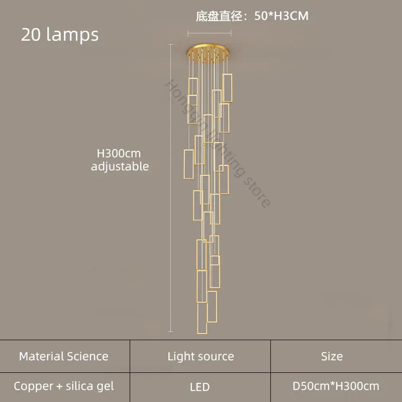 lustre moderne en cuivre avec éclairage LED design élégant