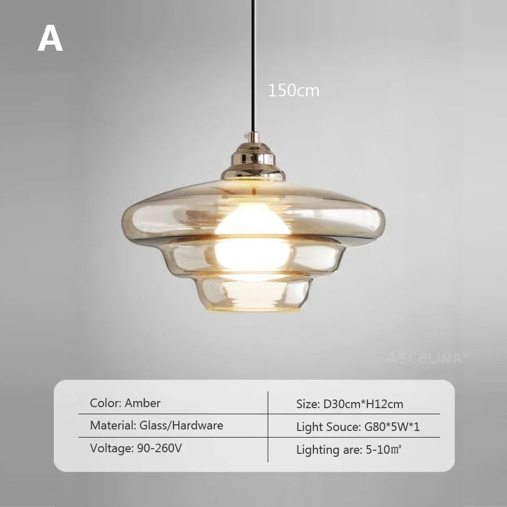 suspension rétro en verre plaqué pour décoration moderne