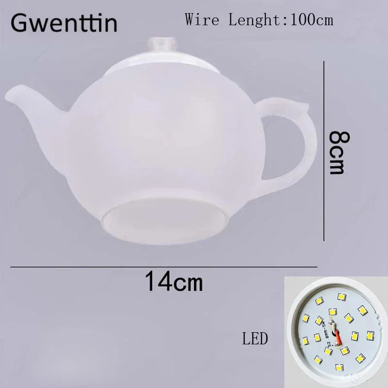 suspension théière moderne à led pour décoration intérieure nordique