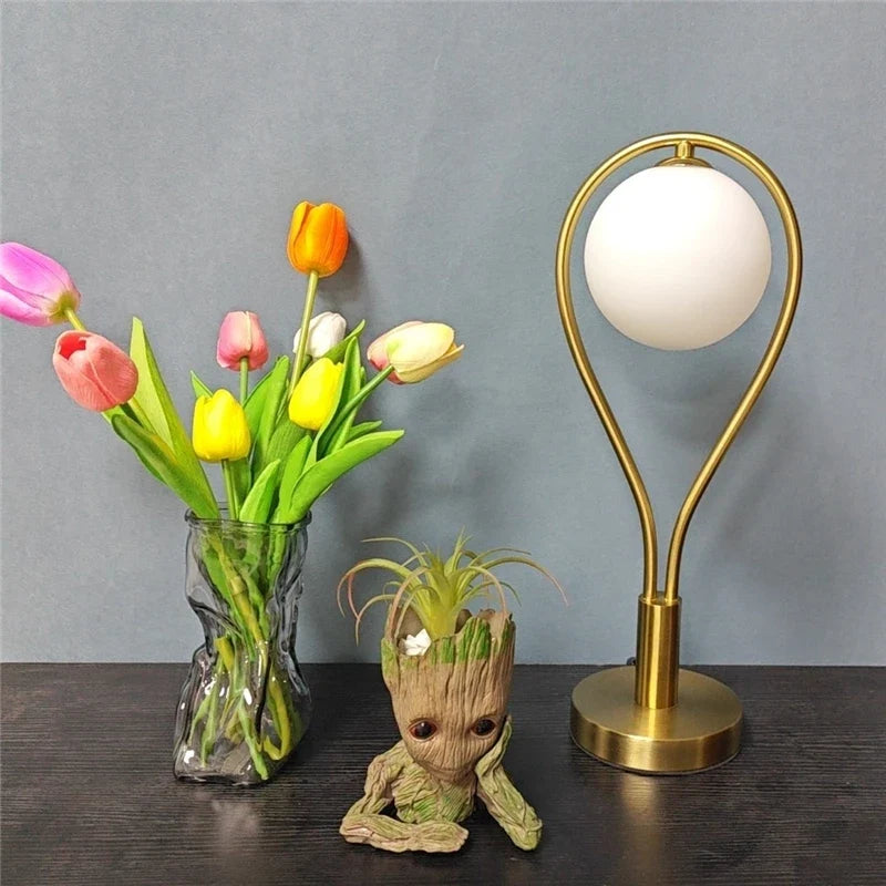 lampes de sol led artistiques en forme de raquette avec boule de verre