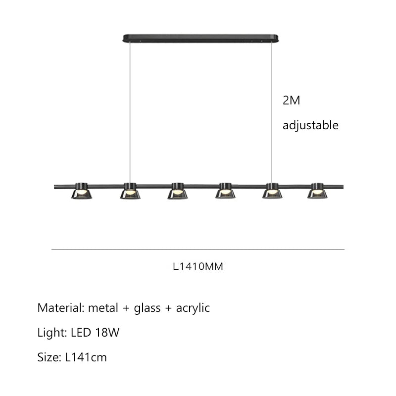 Nordic minimalist strip glass Led Dining Room Ceiling Chandelier Dining Room Bar Kitchen Island decorated hanging light fixtures