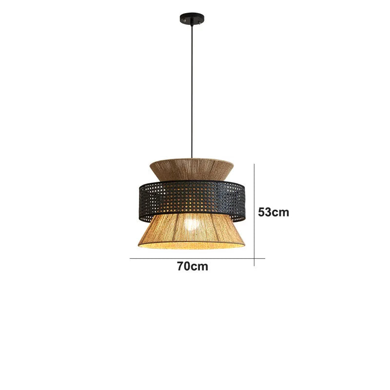 Suspension Sabi Wabi style chinois en rotin cannage