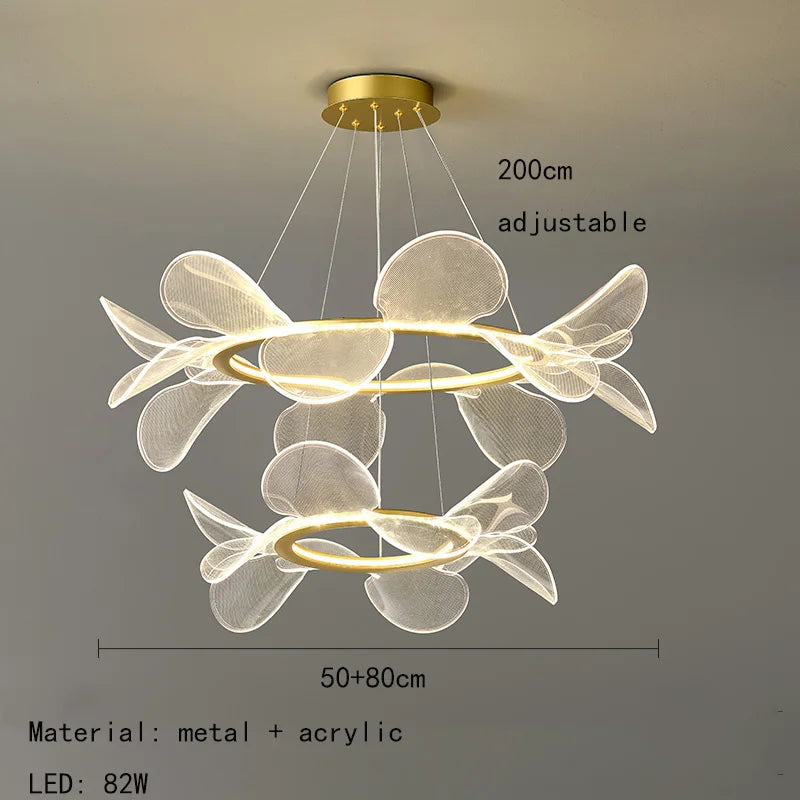 suspension led moderne avec anneau doré à gradation variable