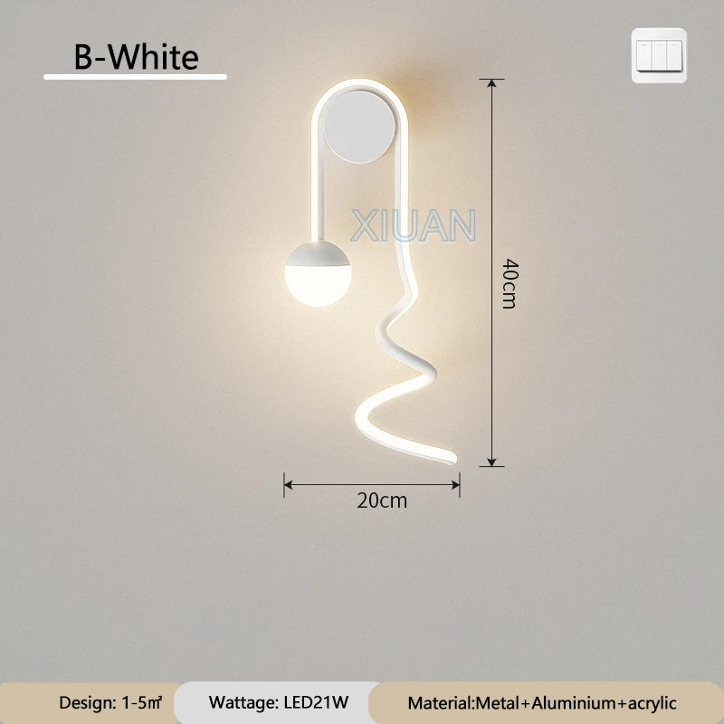 applique murale led en spirale moderne en aluminium