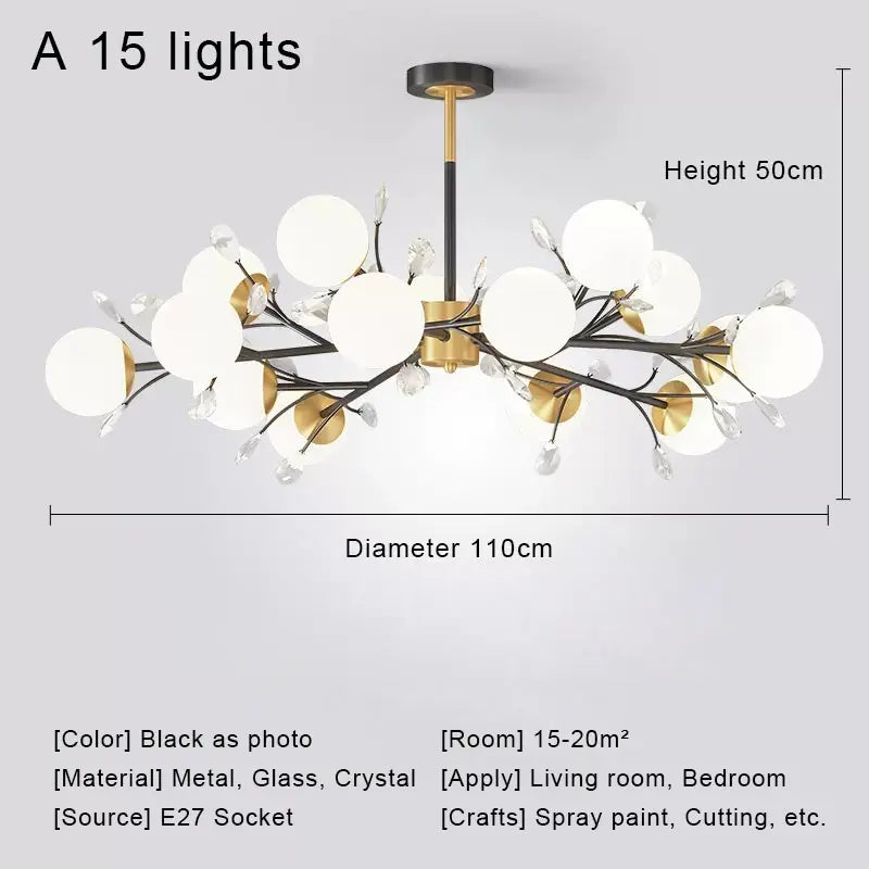 lustre en cristal nordique à led pour décoration intérieure moderne
