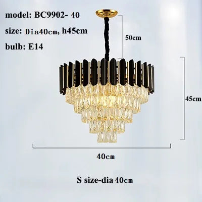 lustre led moderne de luxe en cristal luminaire rond ou long