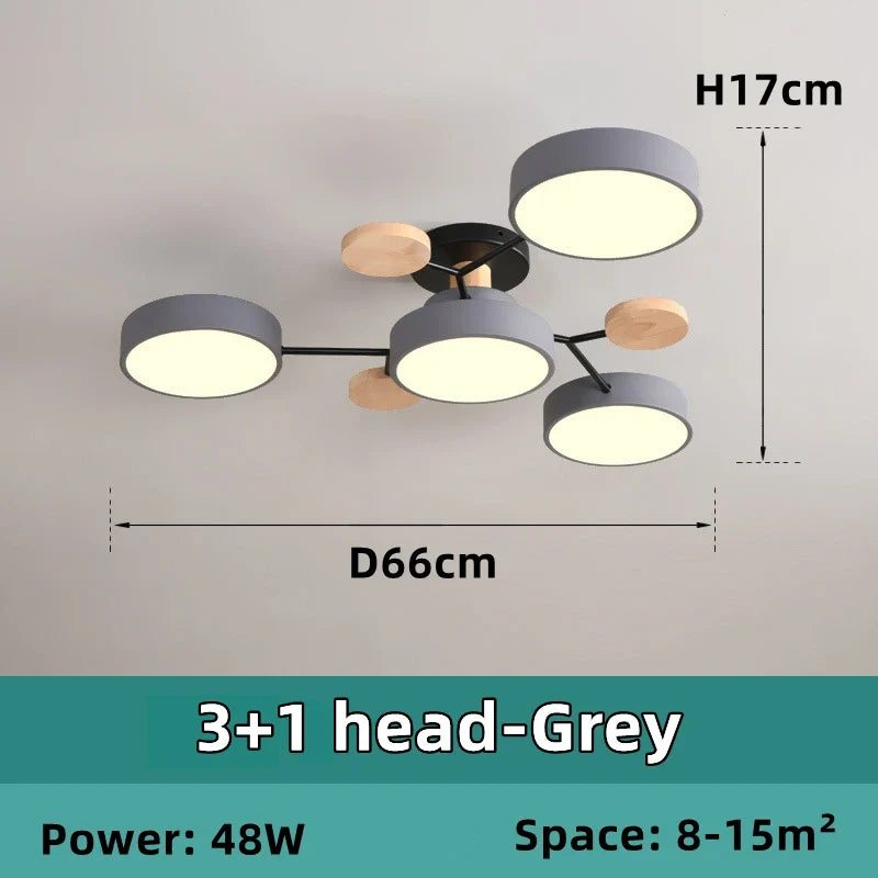 lustre en bois led style nordique pour diverses pièces