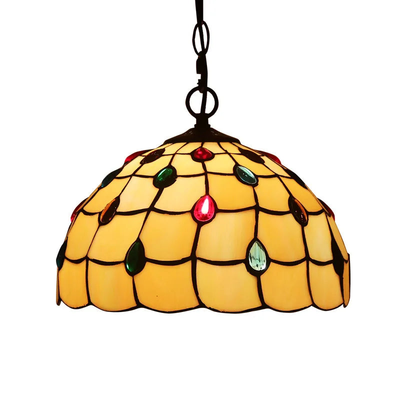 lustre rétro tiffany en verre teinté style industriel pour intérieur