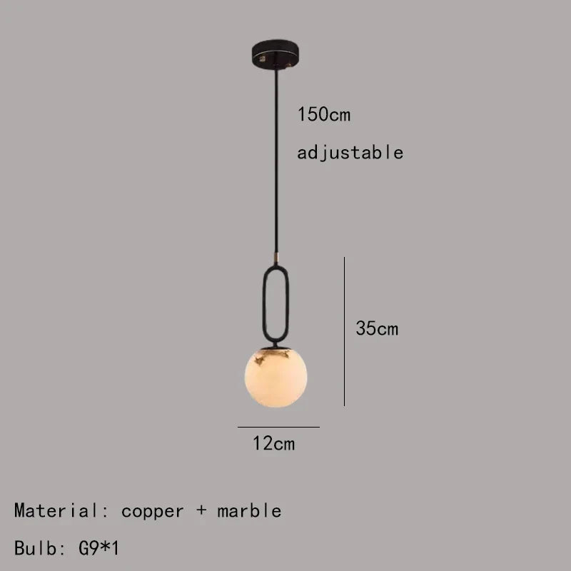 suspension led en laiton et marbre naturel réglable