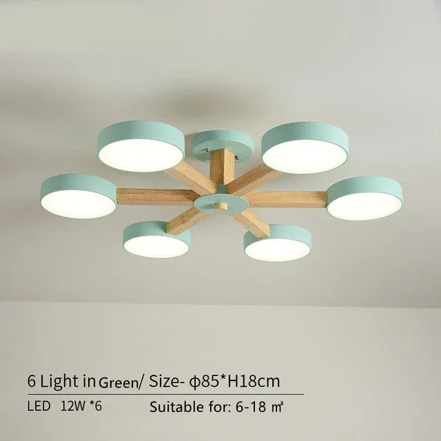 Modern Wooden Ceiling Light For Living Room 3/6/8 Lights Indoor Led Lights Luminaire Suspension Decoration Bedroom Hanglamp
