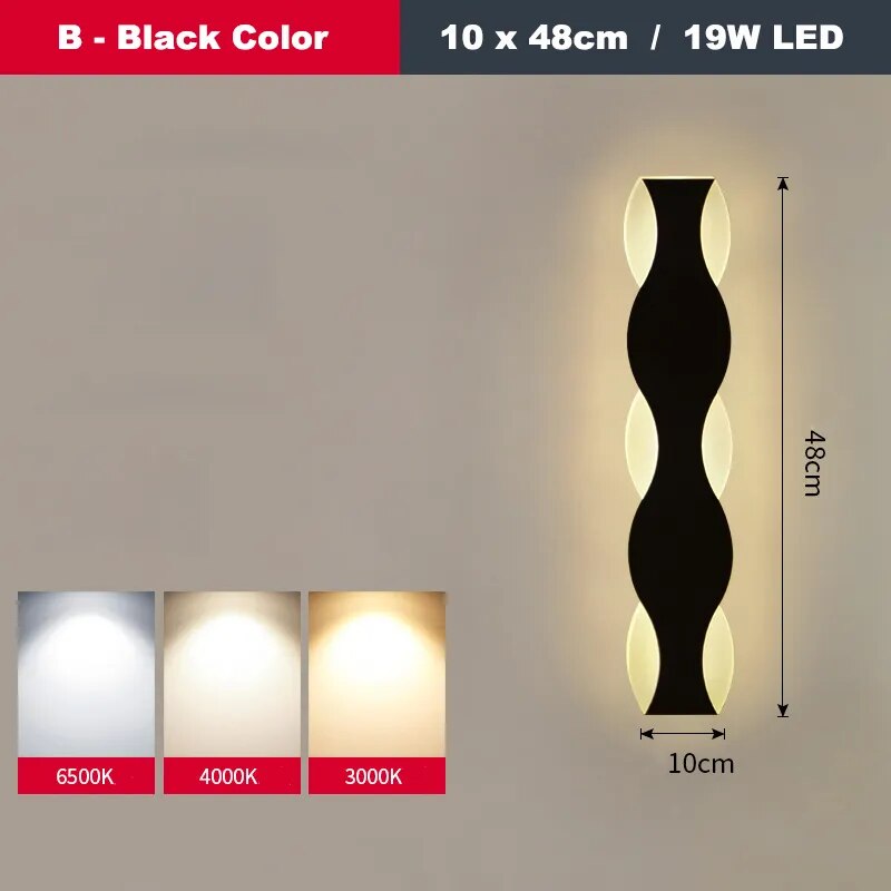 Applique murale LED moderne en forme de vague pour couloir intérieur