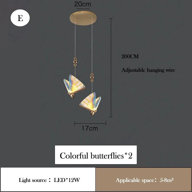 lustre papillon lumineux pour chambre d'enfants créative