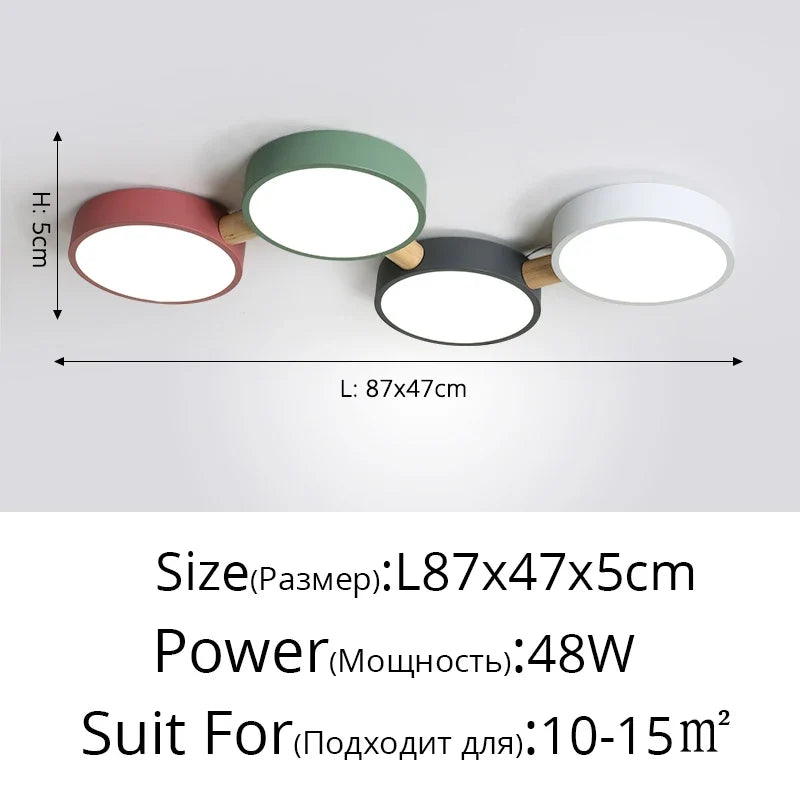 plafonniers créatifs macaron en bois pour indoorlighting led multicolore