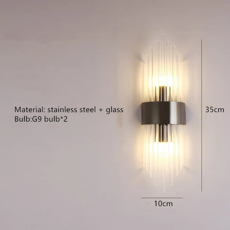 applique murale mini en verre et acier inoxydable pour divers espaces