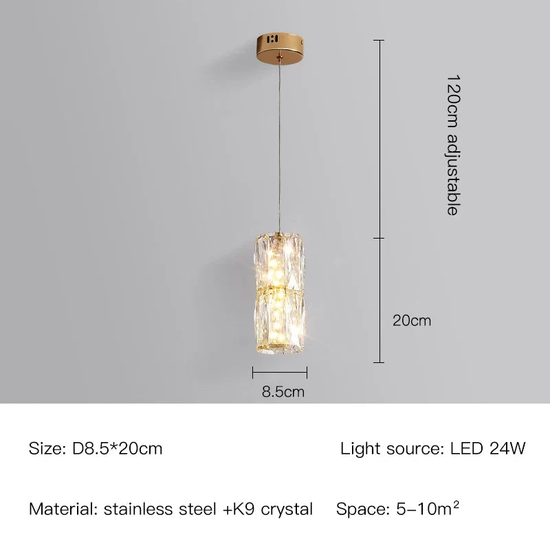 suspension nordique moderne en acier inoxydable et cristal décoratif