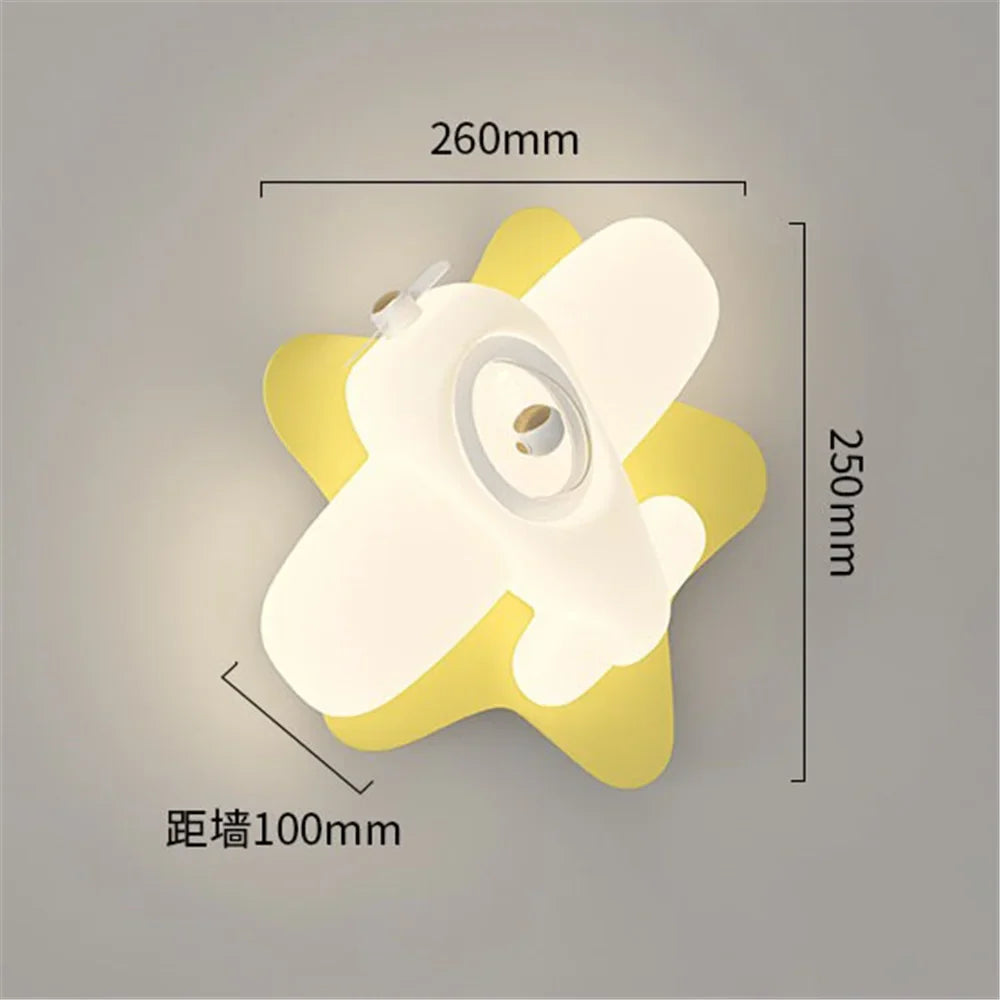 applique murale led en forme d'avion ou d'étoile pour enfants