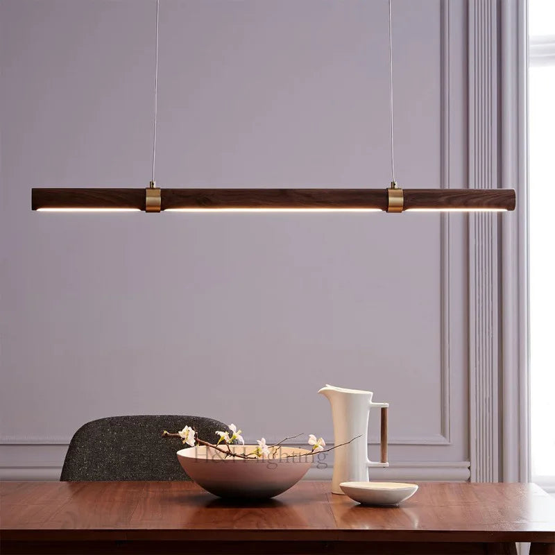 suspension LED imitation bois et métal minimaliste réglable