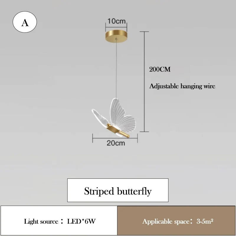 lustre papillon lumineux pour chambre d'enfants créative