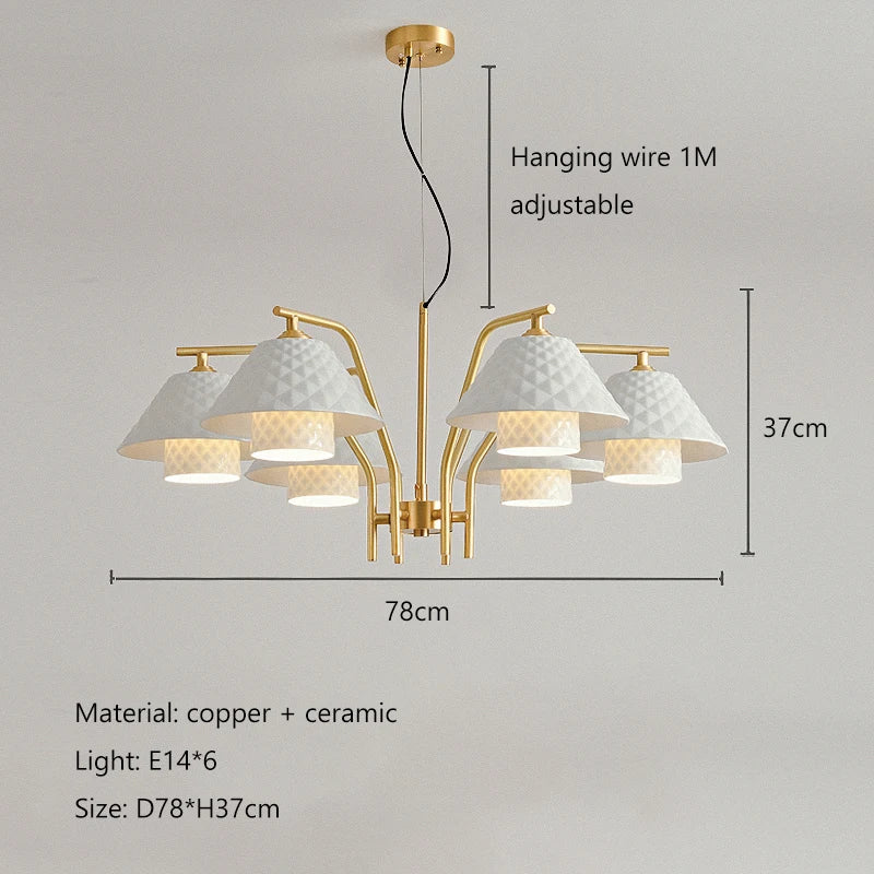 lustre en céramique doré style contemporain pour décoration intérieure