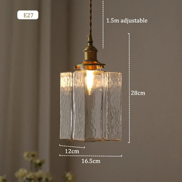 suspension rétro avec abat-jour en verre