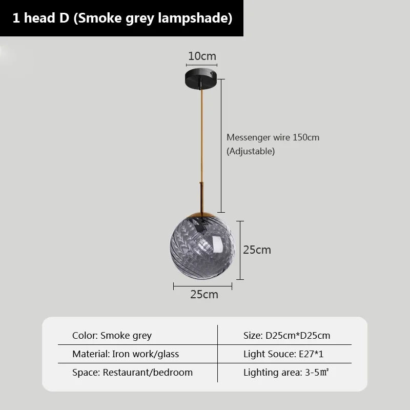 suspension en verre moderne pour éclairage décoratif intérieur
