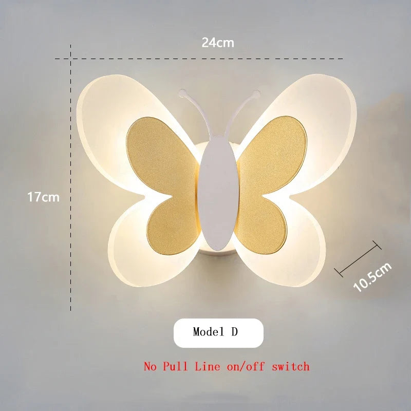 applique murale créative papillon dessin animé lumière led enfants