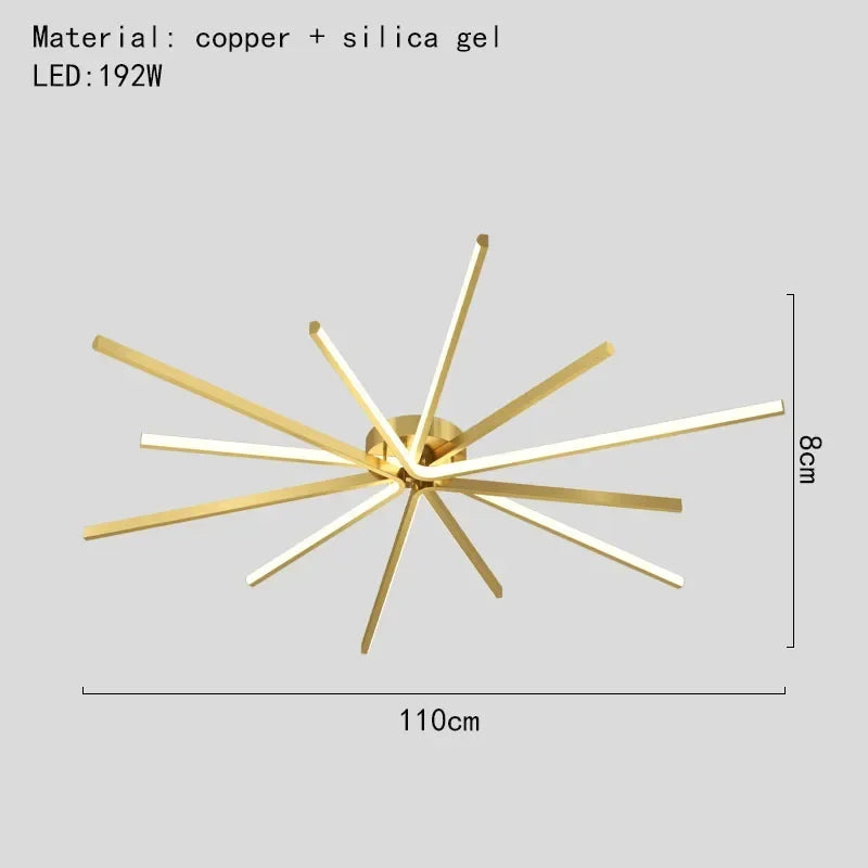 plafonnier led moderne en cuivre pour décoration artistique