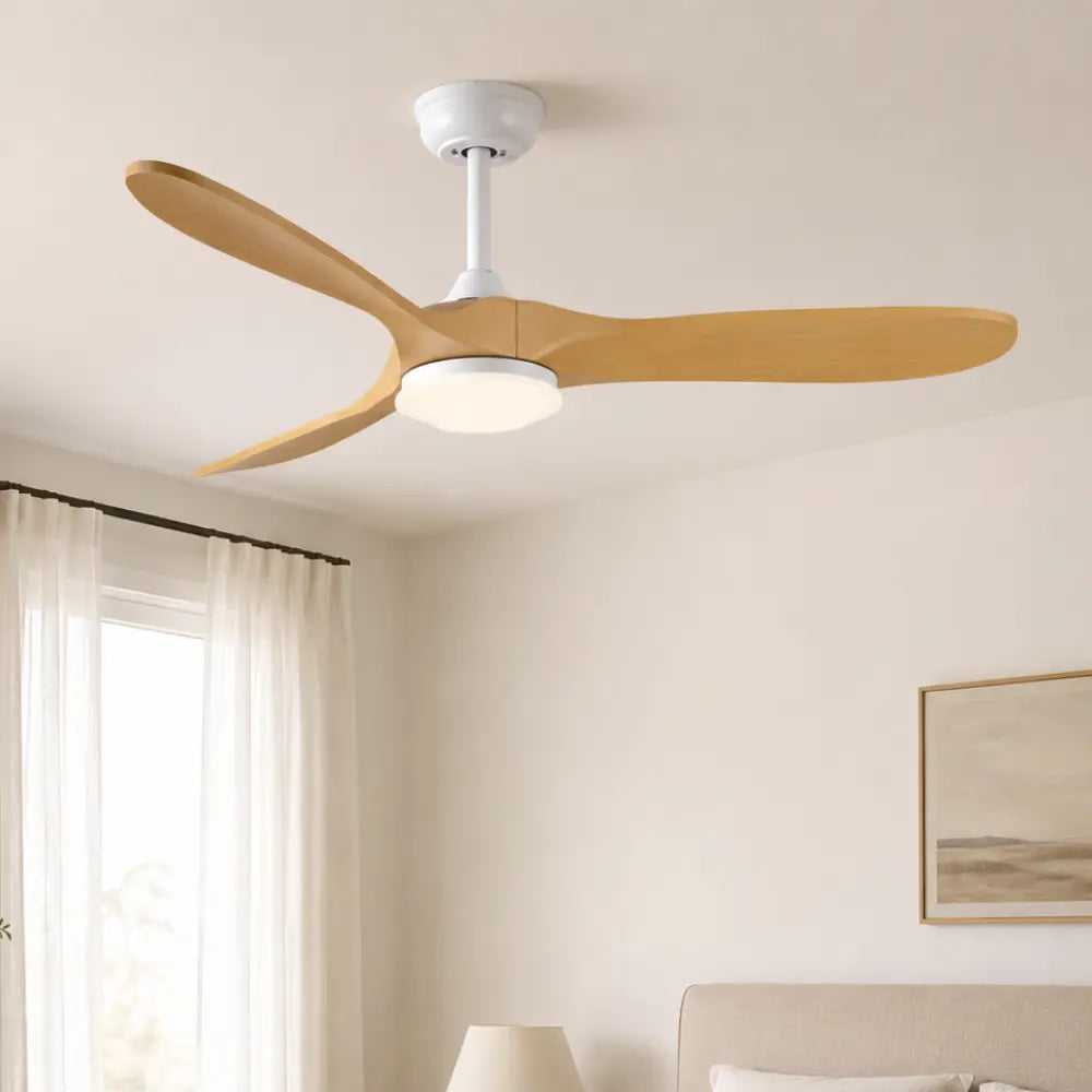 Ventilateur de Plafond Silencieux Bois Naturel Vintage LED — Cochenille