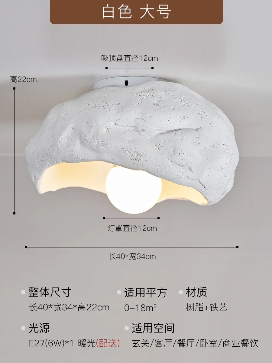 plafonnier led silencieux en résine style japonais wabi-sabi pour décoration