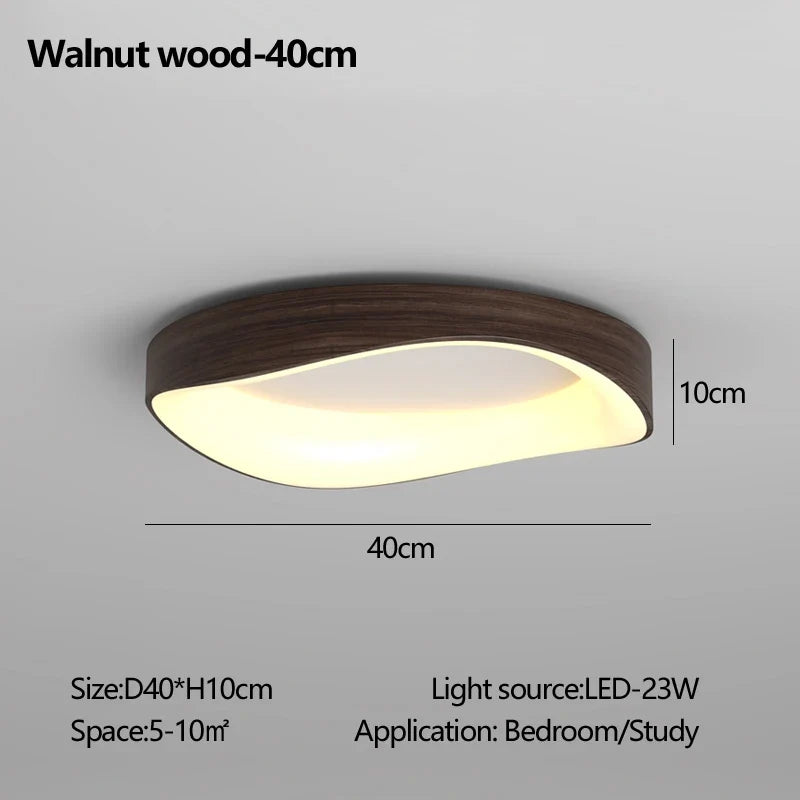 plafonnier en bois rond avec télécommande pour éclairage intérieur
