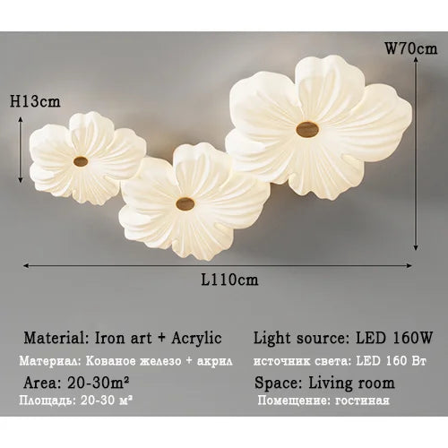 plafonnier moderne à leds en forme de fleur pour décoration intérieure