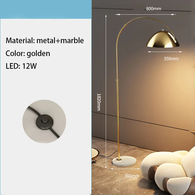 Lampadaire arc en métal chromé moderne minimaliste